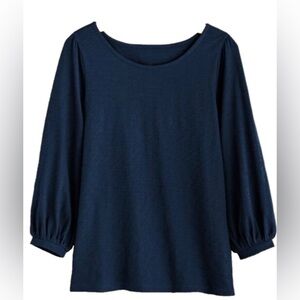 NWT Soft Surroundings Parisian Poet 3/4 Sleeve Top Navy Blue
